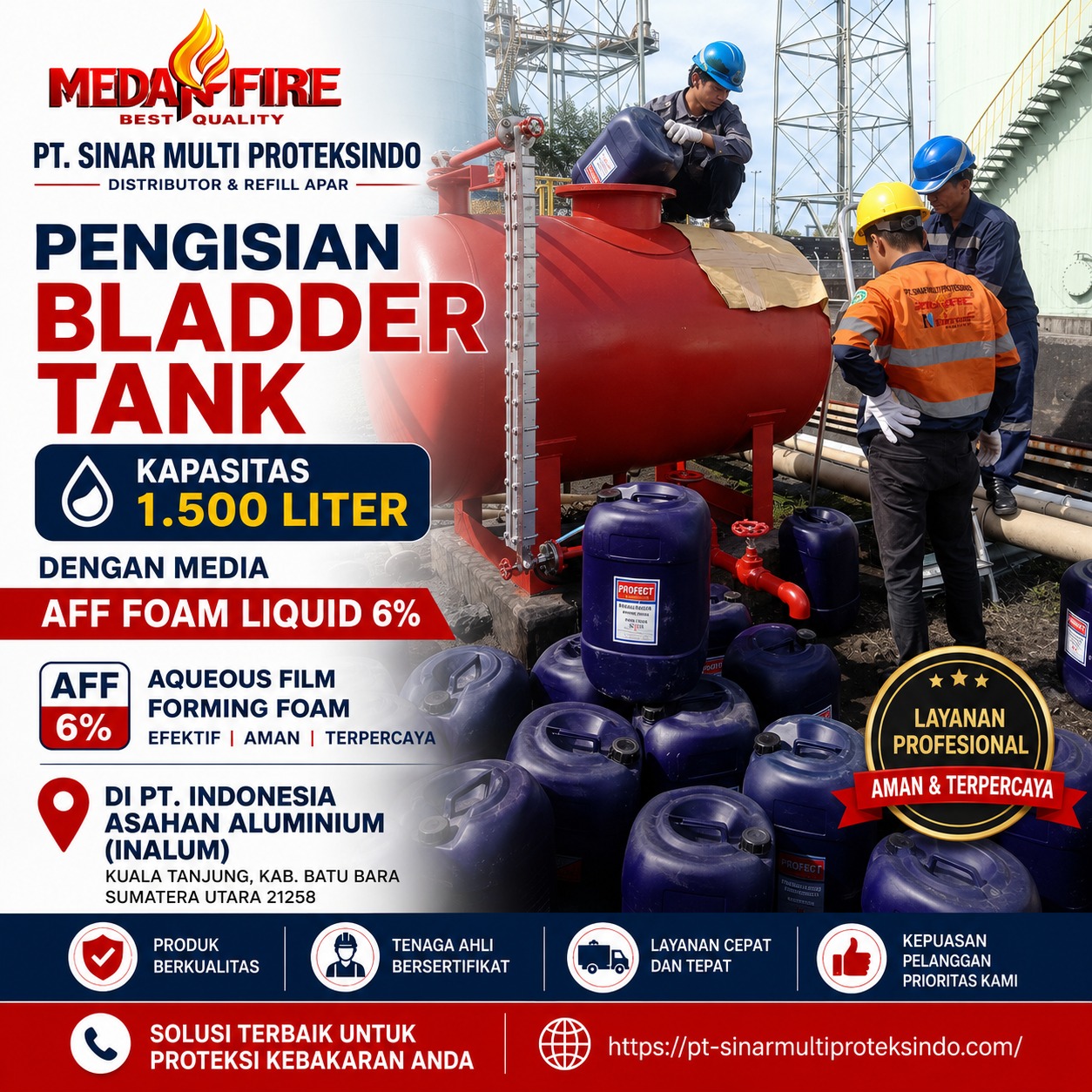 Pengisian Bladder Tank 1500 Liter PT Inalum